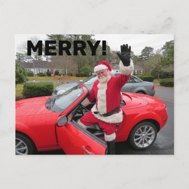 SANTA CLAUS SPORTSCAR CHRISTMAS Postkarten (Vorderseite)