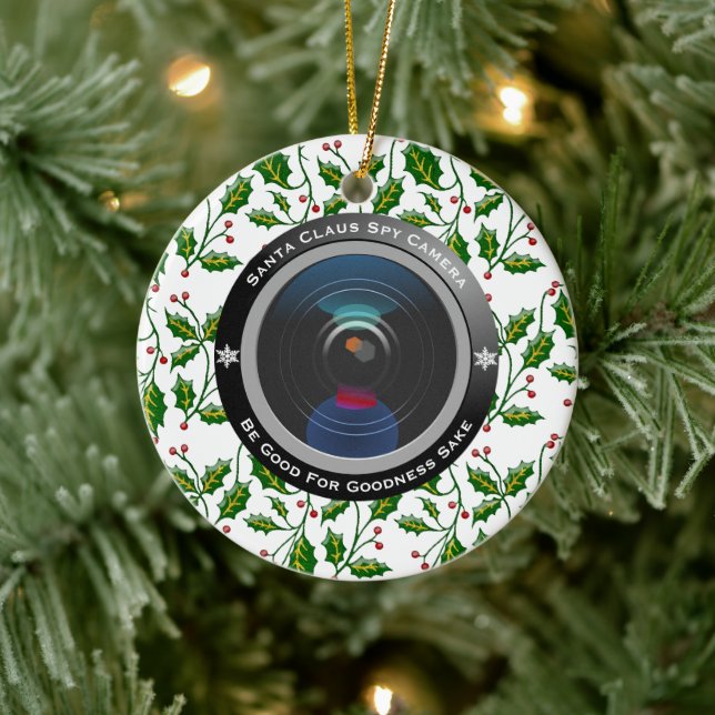 Santa Claus Spy Camera Keramik Ornament (Baum)