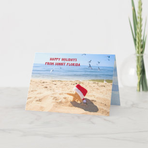Santa Claus Starfish am Strand Feiertagskarte