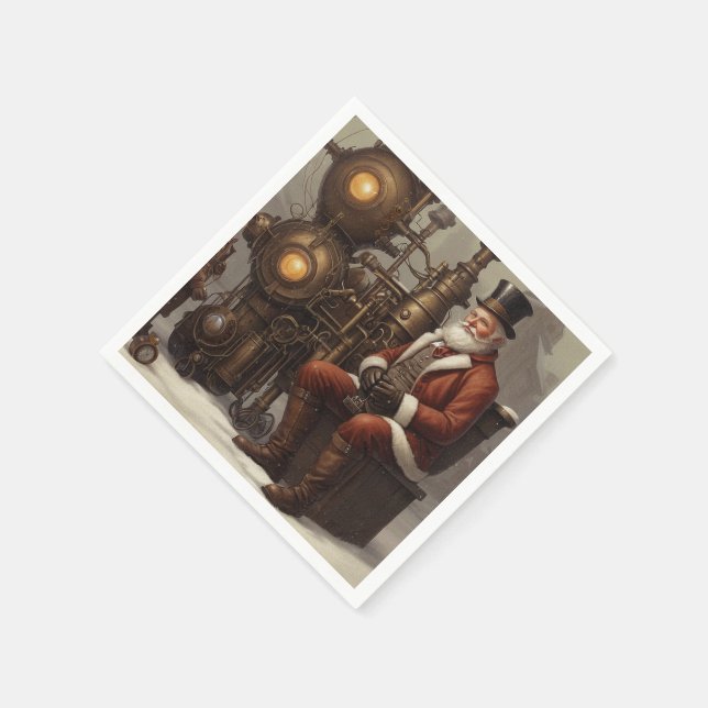 Santa Claus Steampunk Weihnachtsdesign Serviette (Ecke)