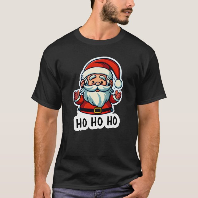 Santa Claus Sticker Art Basic Dunkler T - Shirt (Vorderseite)