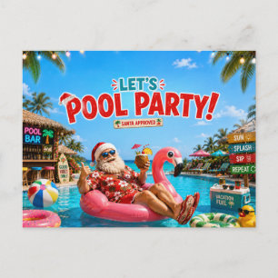 Santa Claus Strand Weihnachtsfeier Einladung Postkarte
