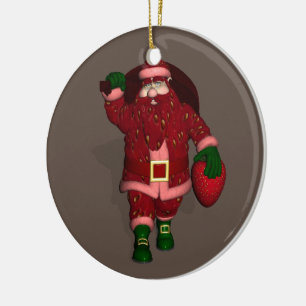 Santa Claus Strawberry Bauer Keramik Ornament