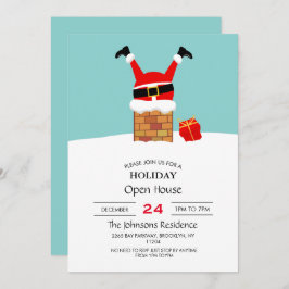 Santa Claus stuck in the chimney on the roof Einladung