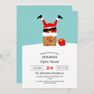 Santa Claus stuck in the chimney on the roof Einladung