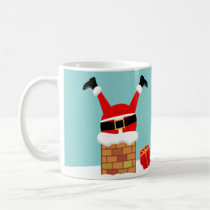 Santa Claus stuck in the chimney on the roof Kaffeetasse