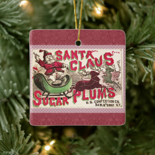 Santa Claus Sugar Plum Weihnachten Keramikornament