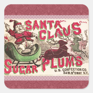 Santa Claus Sugar Plum Weihnachten Quadratischer Aufkleber