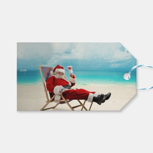Santa Claus Summer Geschenkanhänger (Vorderseite (Horizontal))