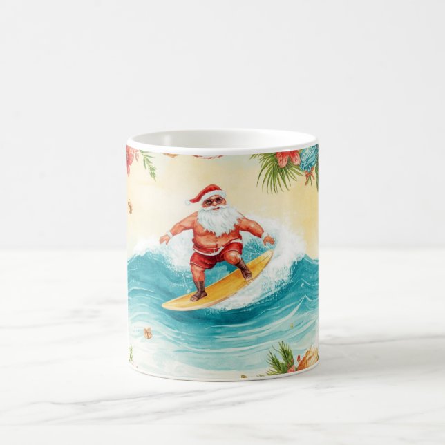  Santa Claus surfing on Christmas Holiday  Kaffeetasse (Mittel)
