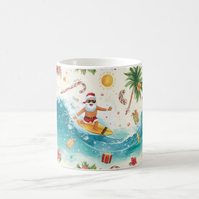  Santa Claus surfing on Christmas Holiday  Kaffeetasse (Mittel)