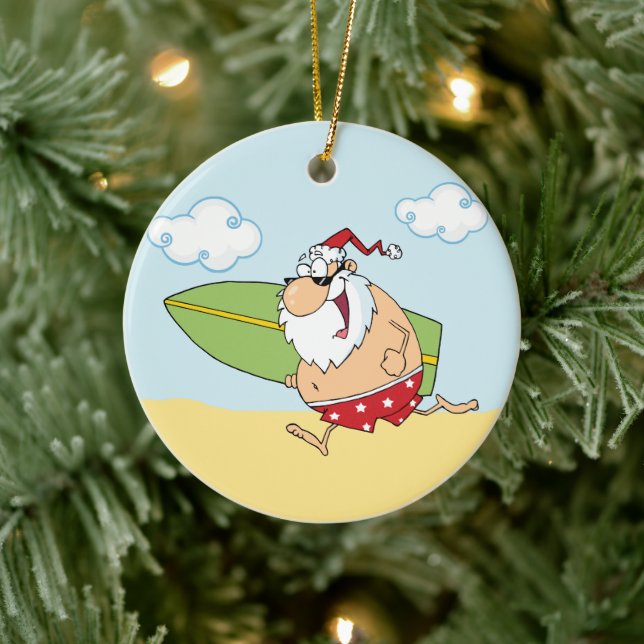 Santa Claus Surfing Ornament (Baum)