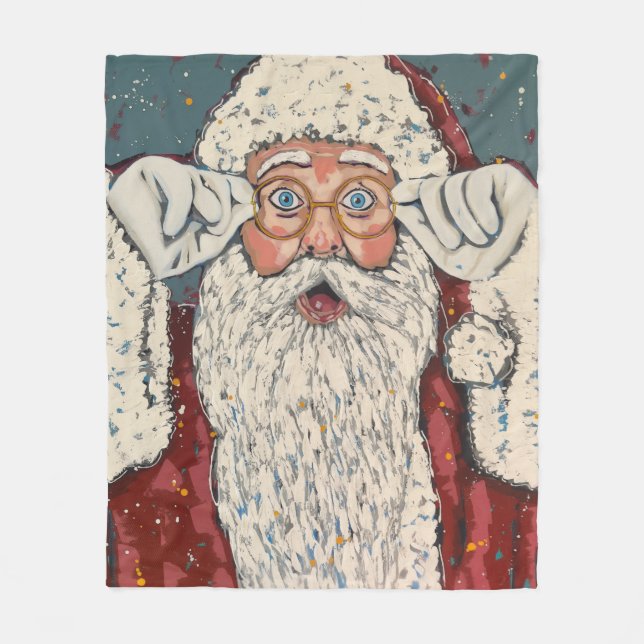 Santa Claus Surprised Fleecedecke (Vorderseite)