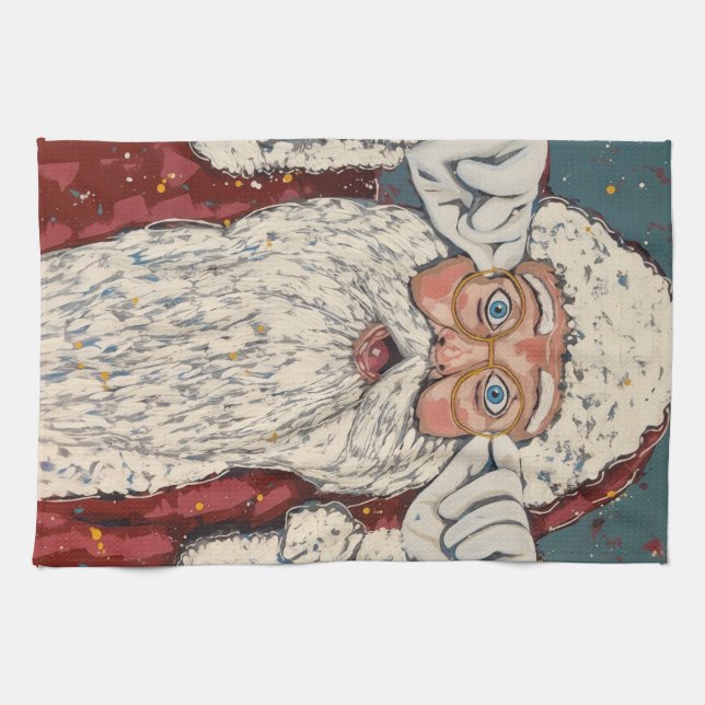 Santa Claus Surprised Geschirrtuch (Horizontal)