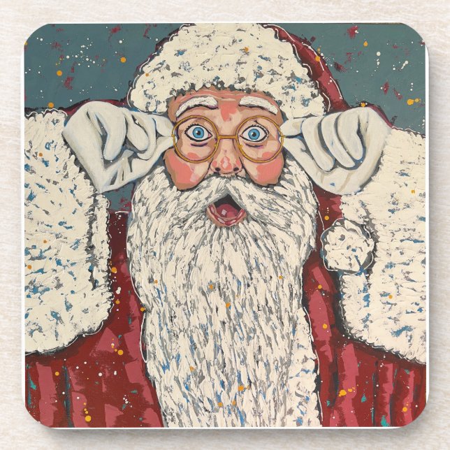 Santa Claus Surprised Getränkeuntersetzer (Vorderseite)