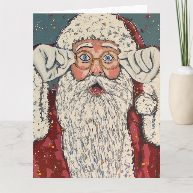 Santa Claus Surprised Karte (Vorderseite)