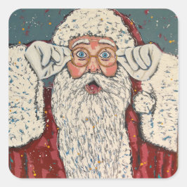 Santa Claus Surprised Quadratischer Aufkleber