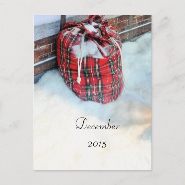 Santa Claus Tasche im Schnee, Karte Dezember 2015 (Vorderseite)