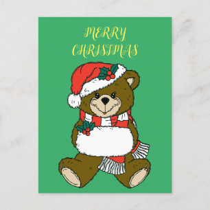 Santa Claus Teddy Bear Weihnachtsfest Postkarte