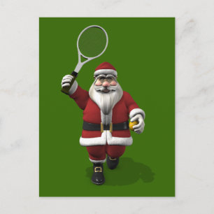Santa Claus Tennis spielen Feiertagspostkarte