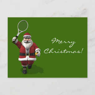 Santa Claus Tennis spielen Feiertagspostkarte