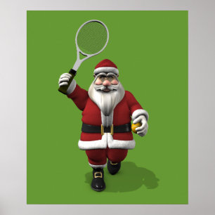 Santa Claus Tennis spielen Poster