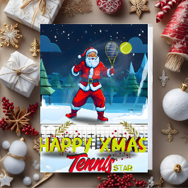 Santa Claus Tennis Weihnachtskarte Feiertagskarte