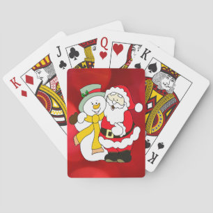 Santa Claus & The Snowman farbenfrohe Illustration Spielkarten