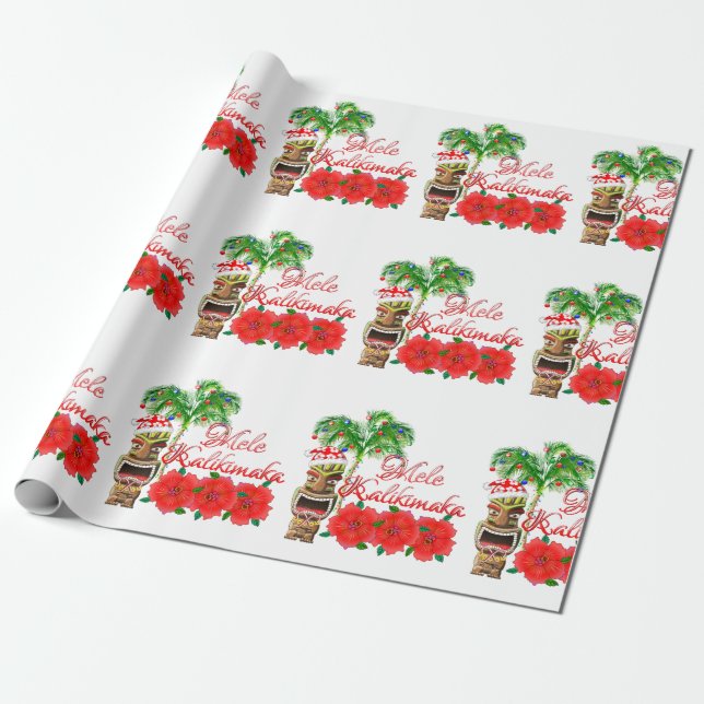 Santa Claus Tiki Mele Kalikimaka Geschenkpapier (Ungerollt)