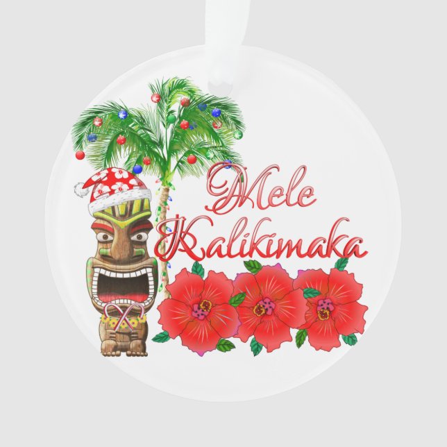 Santa Claus Tiki Mele Kalikimaka Ornament (Vorderseite)