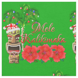Santa Claus Tiki Mele Kalikimaka Stoff