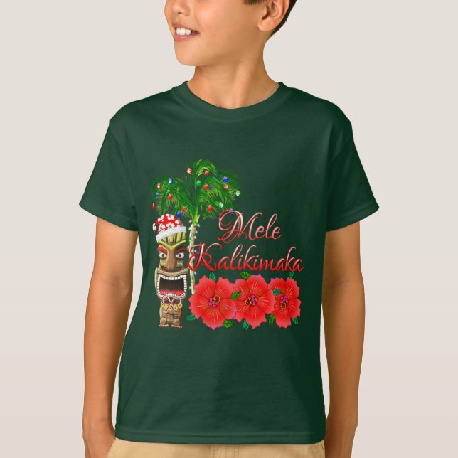 Santa Claus Tiki Mele Kalikimaka T-Shirt (Vorderseite)