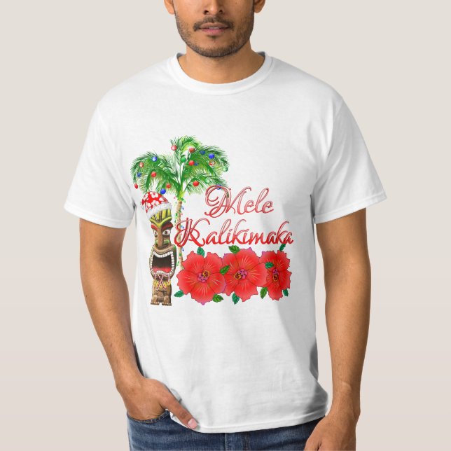 Santa Claus Tiki Mele Kalikimaka T-Shirt (Vorderseite)