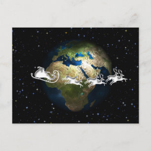 Santa Claus travel postcard Feiertagspostkarte