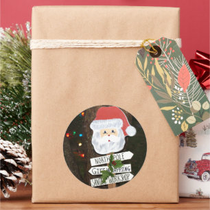 Santa Claus Tree Lights North Pole Runder Aufkleber