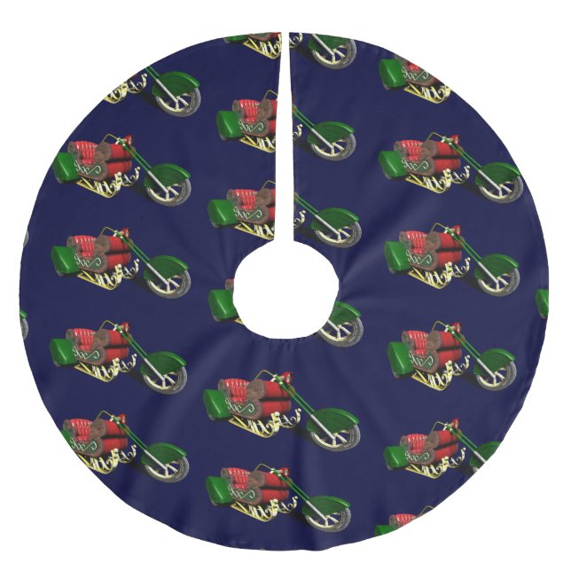 Santa Claus' Trike Polyester Weihnachtsbaumdecke (Vorderseite)