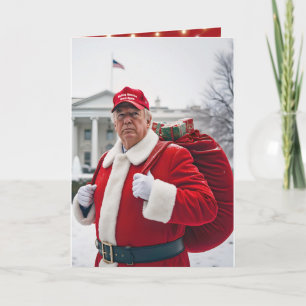 Santa Claus Trump mit einem roten Geschenksack Karte