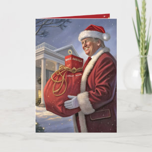 Santa Claus Trump mit Geschenktasche Karte