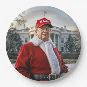 Santa Claus Trump mit Red MAGA Hat Pappteller