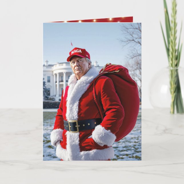 Santa Claus Trump mit rotem Sack Karte (Vorderseite)