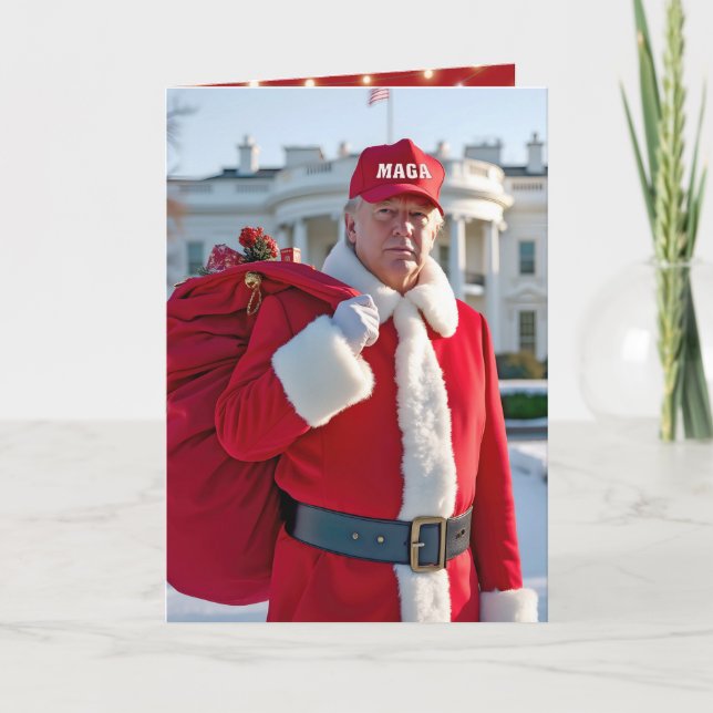 Santa Claus Trump mit rotem Sack Karte (Vorderseite)