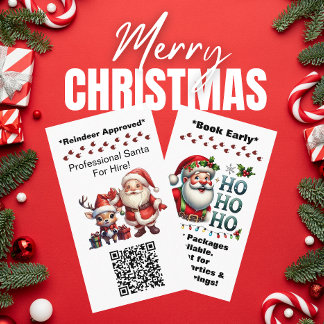 Santa Claus Two Side Business Card dank QR Code Visitenkarte