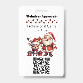 Santa Claus Two Sides Business Card Edit QR Code Ausweis