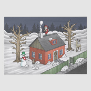 Santa Claus und das kleine rote Haus Seidenpapier