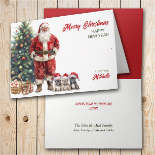 Santa Claus und drei französische Bulldoggen Weihn Feiertagskarte