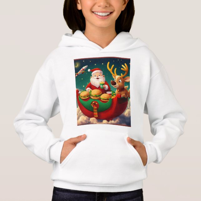 Santa Claus und Elf erfreuen McDonald's Hoodie (Vorderseite)