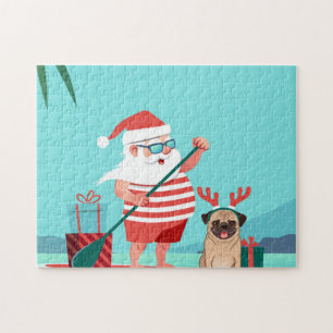 Santa Claus und His Pug Wir haben Surfboard Puzzle