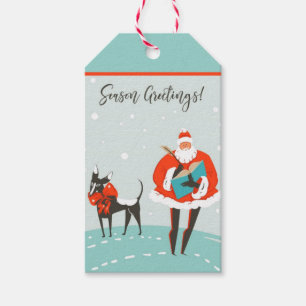 Santa Claus und Hunde-Geschenketiketten Geschenkanhänger