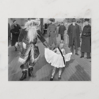 Santa Claus und Little Girl on Deck, 1925 Feiertagspostkarte