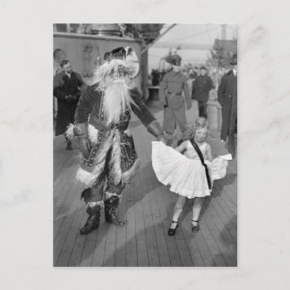 Santa Claus und Little Girl on Deck, 1925 Feiertagspostkarte